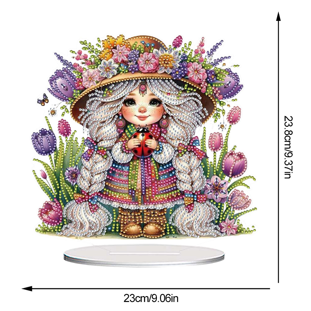 Acrylic Special Shape Flower Girl Desktop Diamond Art Kits for Home Office Decor