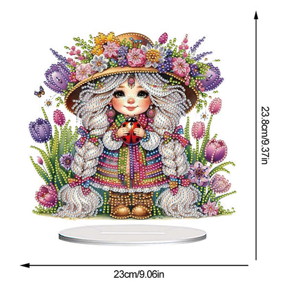 Acrylic Special Shape Flower Girl Desktop Diamond Art Kits for Home Office Decor