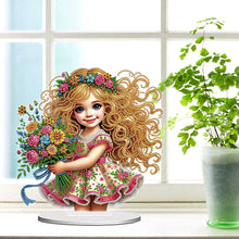 Load image into Gallery viewer, Acrylic Special Shape Flower Girl Desktop Diamond Art Kits for Home Office Decor
