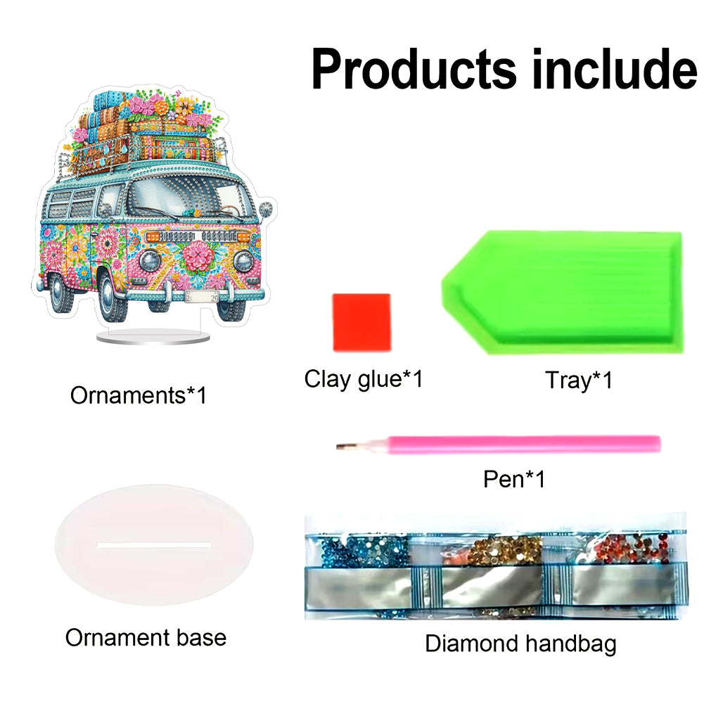 Acrylic Special Shaped Colorful Pattern Table Top Diamond Painting Ornament Kits