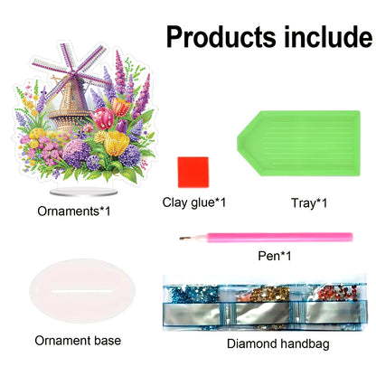 Acrylic Special Shaped Colorful Pattern Table Top Diamond Painting Ornament Kits