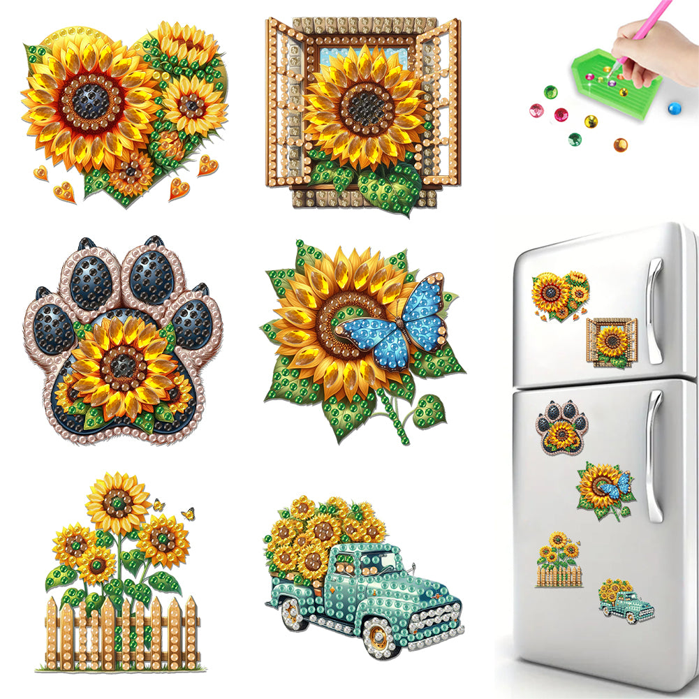 6Pcs Acrylic Animals Diamond Painting Refrigerator Magnet for Fridge Whiteboards