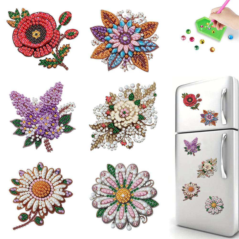 6Pcs Acrylic Animals Diamond Painting Refrigerator Magnet for Fridge Whiteboards