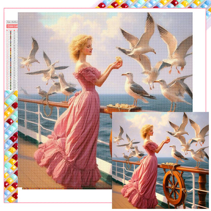 Diamond Painting - Full Square - Seagulls On The Ship (40*40CM)
