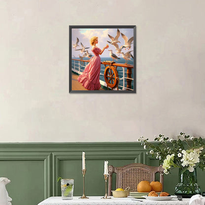 Diamond Painting - Full Square - Seagulls On The Ship (40*40CM)