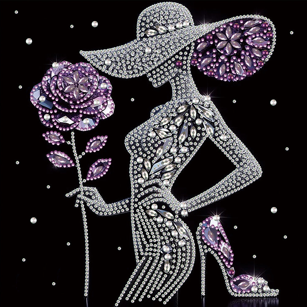 Diamond Painting - Partial Special Shaped - Elegant Lady (30*30CM)
