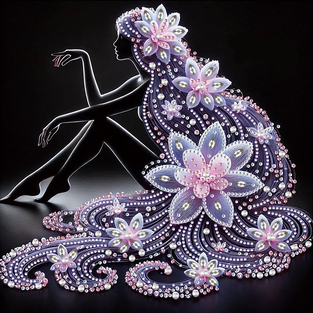 Diamond Painting - Partial Special Shaped - Elegant Lady (30*30CM)