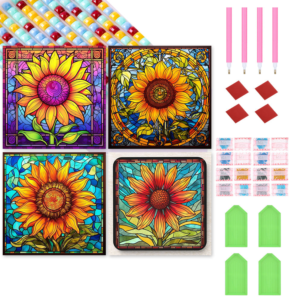 4pcs Square Diamond Painting Set - Sunflower (30*30CM)