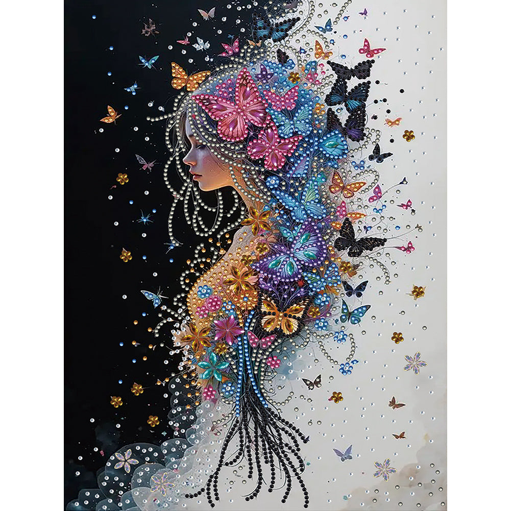 Diamond Painting - Partial Special Shaped - Butterfly Woman (30*40CM)