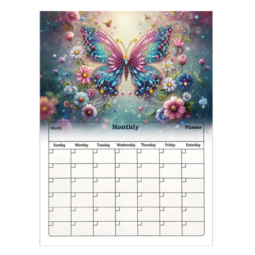 Special Shaped Colorful Pattern 5D DIY Diamond Art Monthly Planner for Beginners