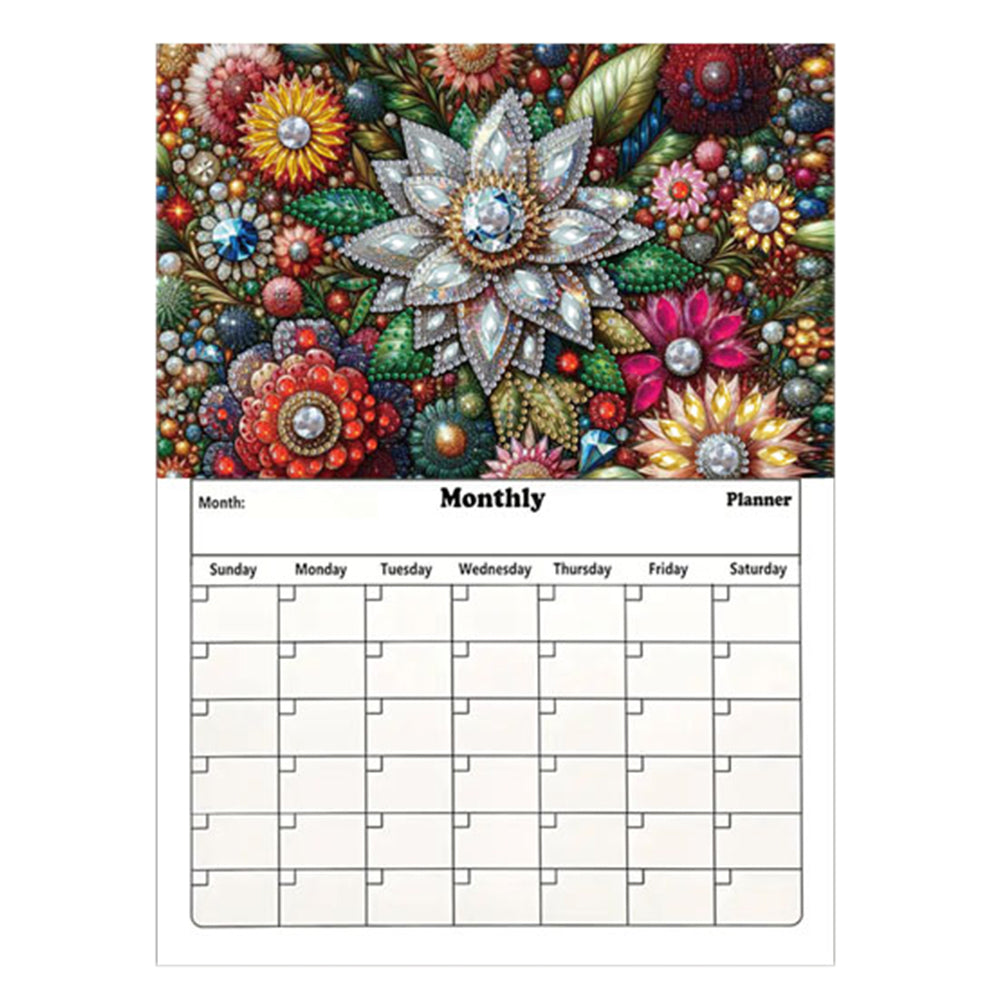 Special Shaped Colorful Pattern 5D DIY Diamond Art Monthly Planner for Beginners