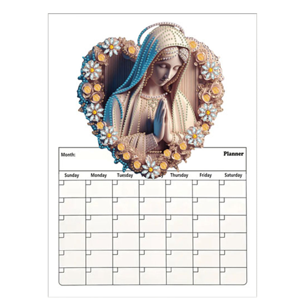 Special Shaped Colorful Pattern 5D DIY Diamond Art Monthly Planner for Beginners