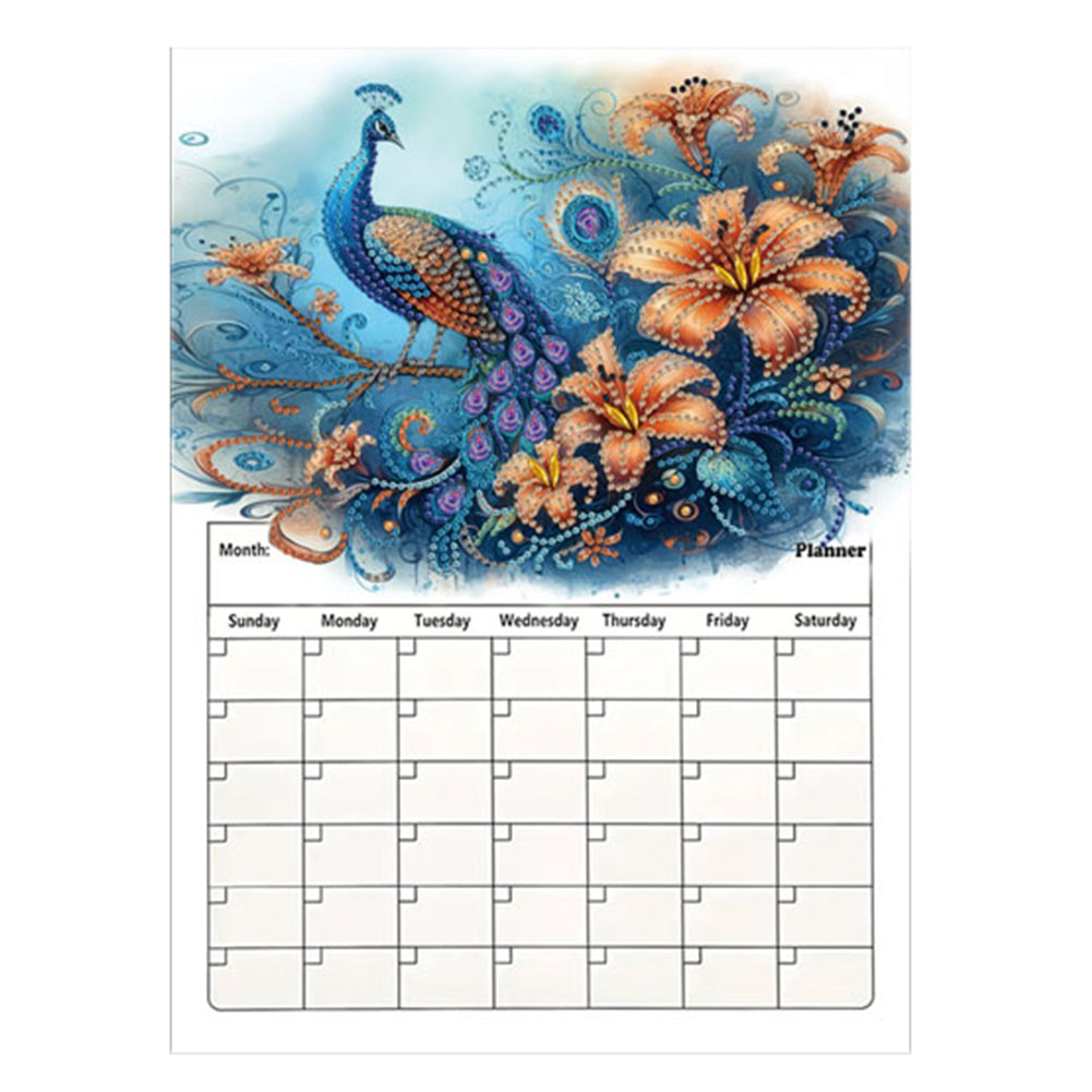 Special Shaped Colorful Pattern 5D DIY Diamond Art Monthly Planner for Beginners