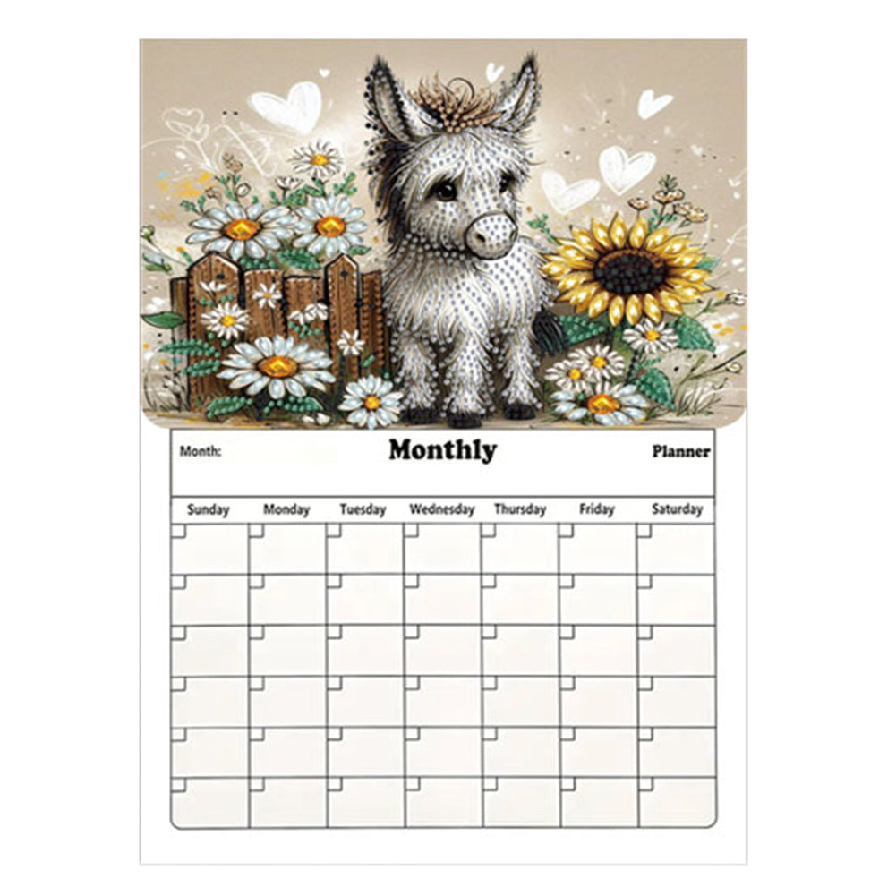 Special Shaped Colorful Pattern 5D DIY Diamond Art Monthly Planner for Beginners