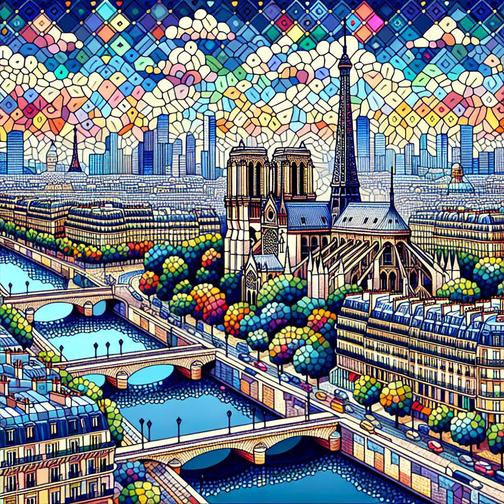 Diamond Painting - Full Round - Eiffel Tower During The Day (40*40CM)