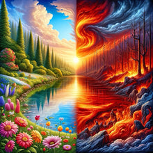 Load image into Gallery viewer, Diamond Painting - Full Round - Landscape Rebirth And War (40*40CM)
