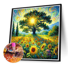 Load image into Gallery viewer, Diamond Painting - Full Round - Landscape Tree Of Life Sunflower Field (40*40CM)
