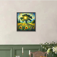 Load image into Gallery viewer, Diamond Painting - Full Round - Landscape Tree Of Life Sunflower Field (40*40CM)
