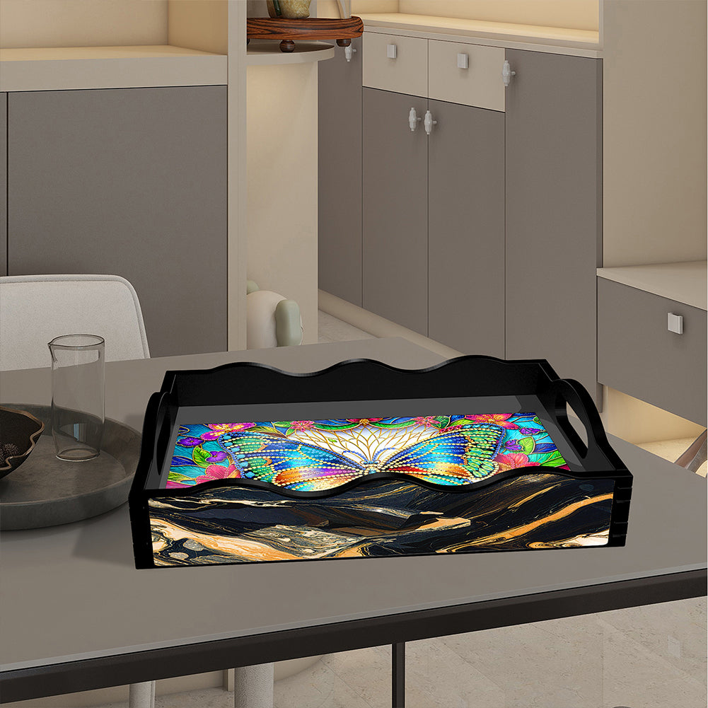 Acrylic Animals Rectangular Diamond Decorative Serving Tray for Countertop Decor