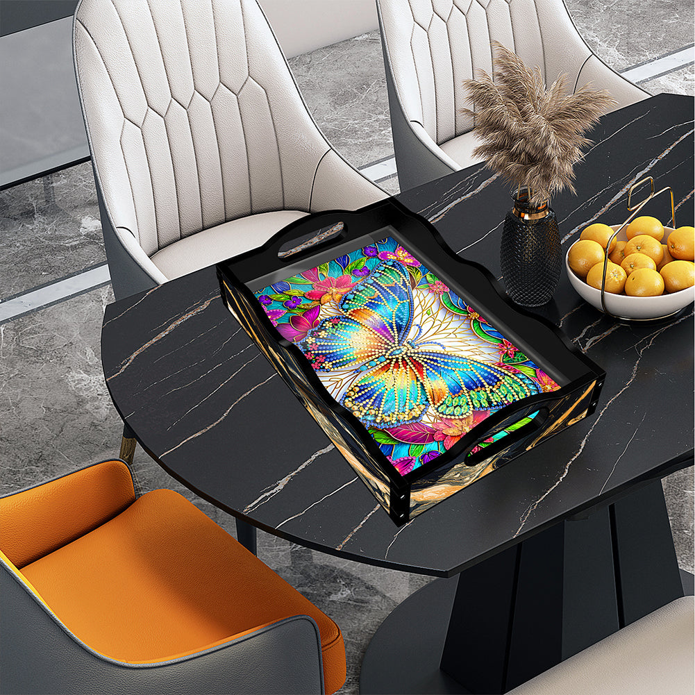 Acrylic Animals Rectangular Diamond Decorative Serving Tray for Countertop Decor