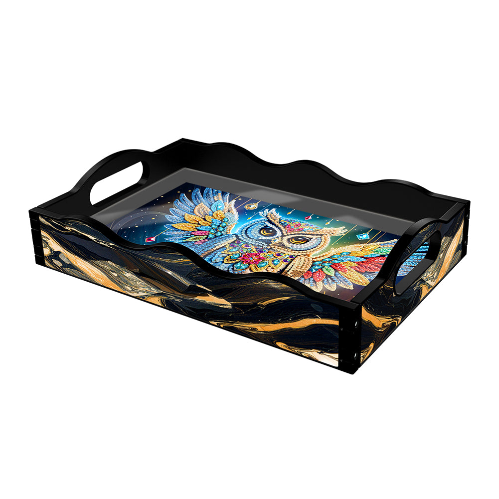 Acrylic Animals Rectangular Diamond Decorative Serving Tray for Countertop Decor
