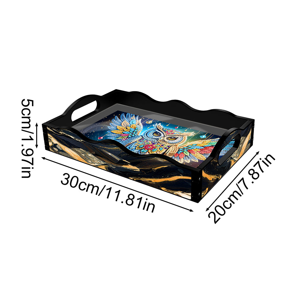 Acrylic Animals Rectangular Diamond Decorative Serving Tray for Countertop Decor