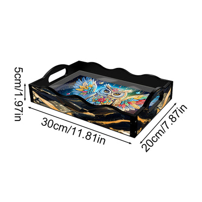 Acrylic Animals Rectangular Diamond Decorative Serving Tray for Countertop Decor
