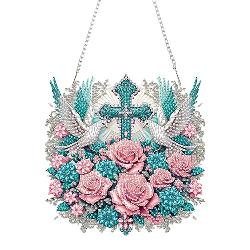 Cross Diamond Painting Hanging Pendant Rhinestone Diamond Art Window Pendants