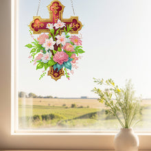 Load image into Gallery viewer, Cross Diamond Painting Hanging Pendant Rhinestone Diamond Art Window Pendants
