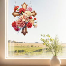 Load image into Gallery viewer, Cross Diamond Painting Hanging Pendant Rhinestone Diamond Art Window Pendants
