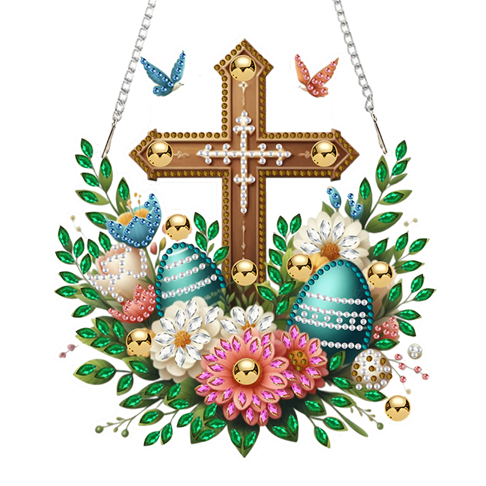 Cross Diamond Painting Hanging Pendant Rhinestone Diamond Art Window Pendants