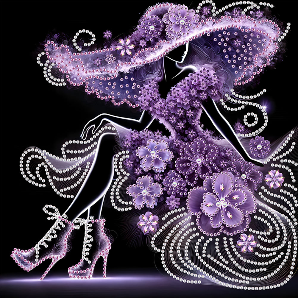 Diamond Painting - Partial Special Shaped - Elegant Lady (30*30CM)