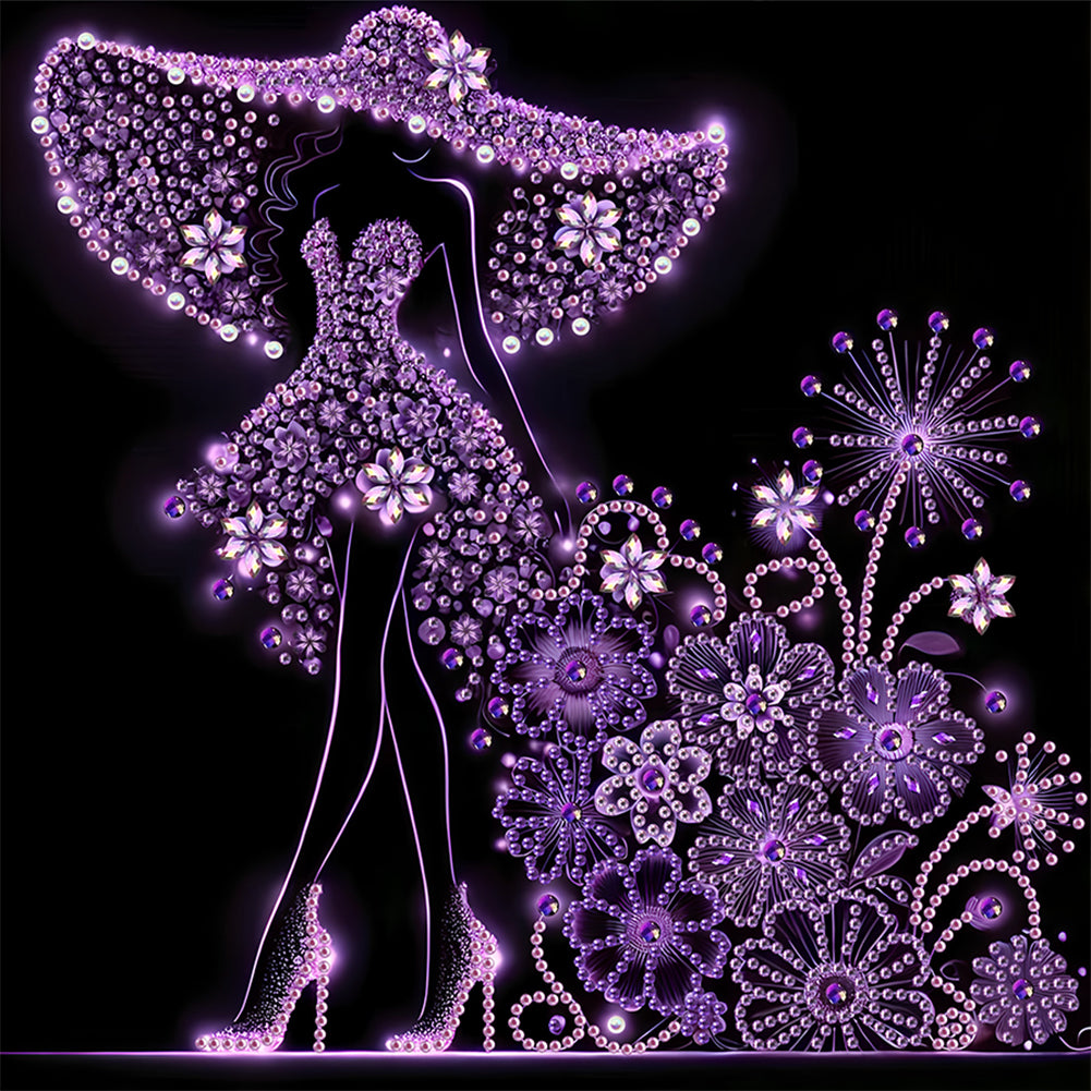 Diamond Painting - Partial Special Shaped - Elegant Lady (30*30CM)