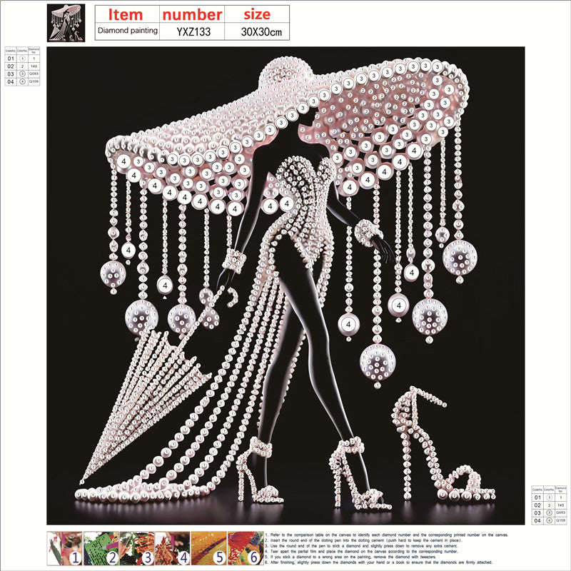 Diamond Painting - Partial Special Shaped - Elegant Lady (30*30CM)