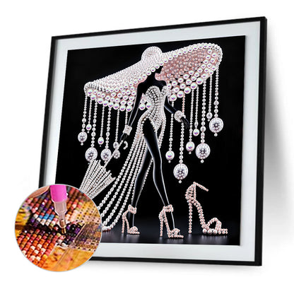 Diamond Painting - Partial Special Shaped - Elegant Lady (30*30CM)