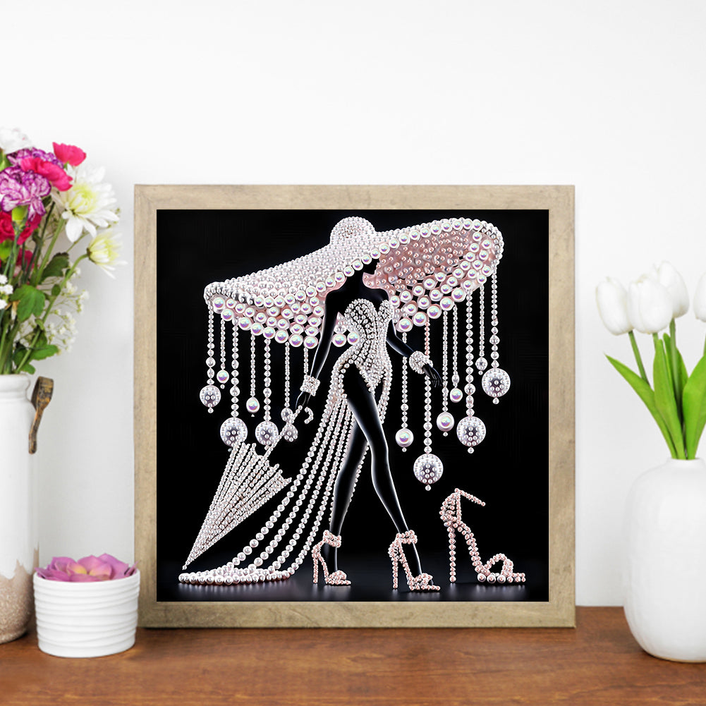 Diamond Painting - Partial Special Shaped - Elegant Lady (30*30CM)