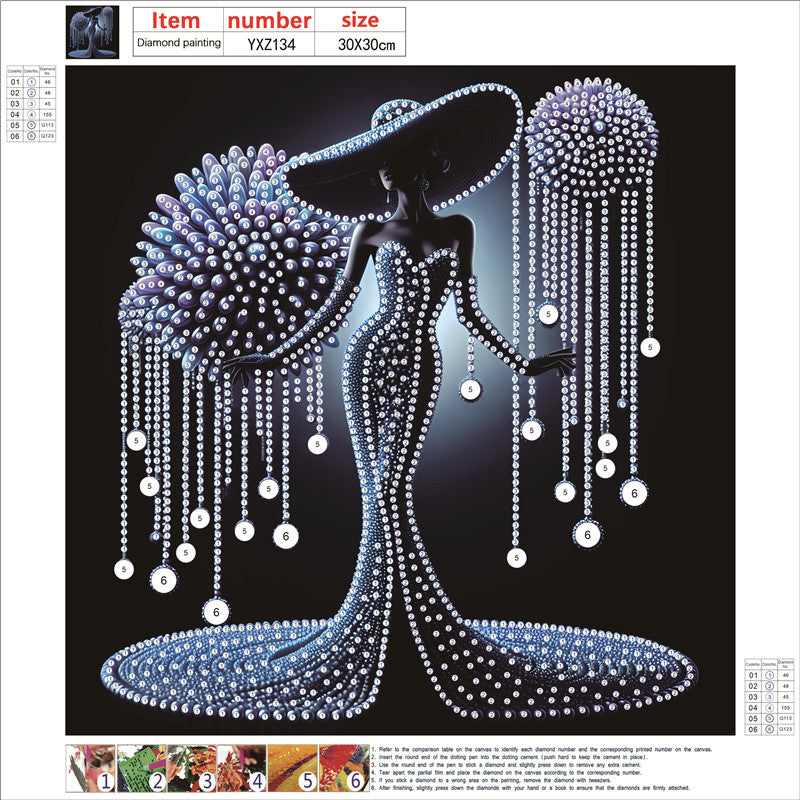 Diamond Painting - Partial Special Shaped - Elegant Lady (30*30CM)