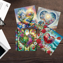 Load image into Gallery viewer, 6PCS DIY Diamond Art Greeting Cards Creative Birthday Card Kit Gifts (Heart)
