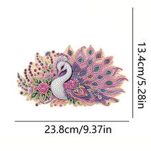 Load image into Gallery viewer, Wooden Pink Feather Peacock Diamond Painting Craft Wall Hooks A Row of 3 Hooks
