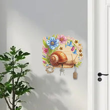 Load image into Gallery viewer, Wooden Wind Chime Snail Diamond Art Craft Wall Hooks A Row of 3 Hooks for Home
