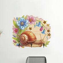 Load image into Gallery viewer, Wooden Wind Chime Snail Diamond Art Craft Wall Hooks A Row of 3 Hooks for Home
