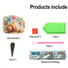 Load image into Gallery viewer, Wooden Wind Chime Snail Diamond Art Craft Wall Hooks A Row of 3 Hooks for Home
