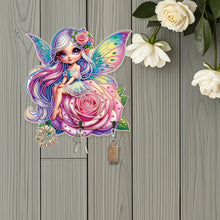 Load image into Gallery viewer, Wooden Elf Girl DIY Diamond Art Craft Wall Hooks A Row of 3 Hooks for Beginners
