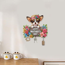 Load image into Gallery viewer, Wooden Chihuahua DIY Diamond Art Craft Wall Hooks A Row of 3 Hooks for Beginners
