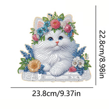 Load image into Gallery viewer, Wooden White Cat DIY Diamond Art Craft Wall Hooks A Row of 3 Hooks for Beginners
