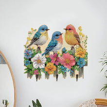 Load image into Gallery viewer, Wooden Three Birds Diamond Art Craft Wall Hooks A Row of 3 Hooks for Beginners

