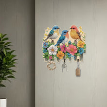 Load image into Gallery viewer, Wooden Three Birds Diamond Art Craft Wall Hooks A Row of 3 Hooks for Beginners
