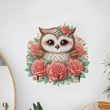 Load image into Gallery viewer, Wooden Rose Owl DIY Diamond Art Craft Wall Hooks A Row of 3 Hooks for Beginners
