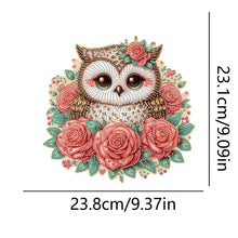 Load image into Gallery viewer, Wooden Rose Owl DIY Diamond Art Craft Wall Hooks A Row of 3 Hooks for Beginners
