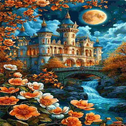 Diamond Painting - Full Round - Castle Under The Moonlight (40*70CM)